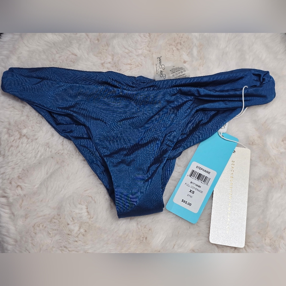 NWT Beach Bunny Stephanie Full Coverage Bikini Bottoms Blue XS